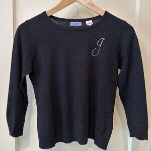 Acrobat Crew Neck, Monogrammed Sweater - Black, Letter J, Size Small